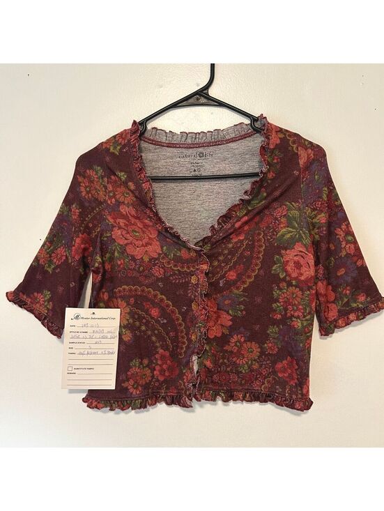NATURAL LIFE Tops - Natural Life NWT Sample Juliet Floral Ruffle Top Small Boho Cardigan